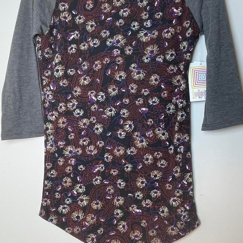 Burgundy and purple multi colored dandelion, long sleeve top xxs